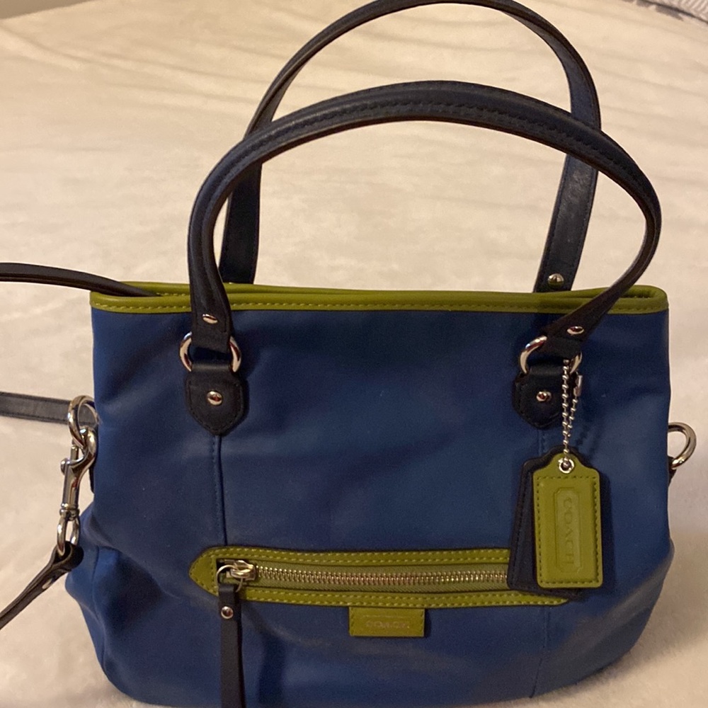 Coach bag. Navy Daisy Blue and Green. NWOT. Leather